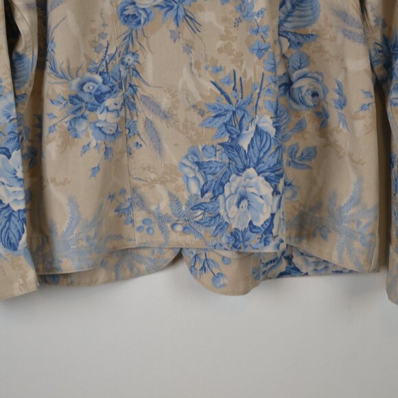 Coldwater Creek Floral Button Down Jacket Womens Blue Tan Denim Blazer Jacket - Picture 5 of 7